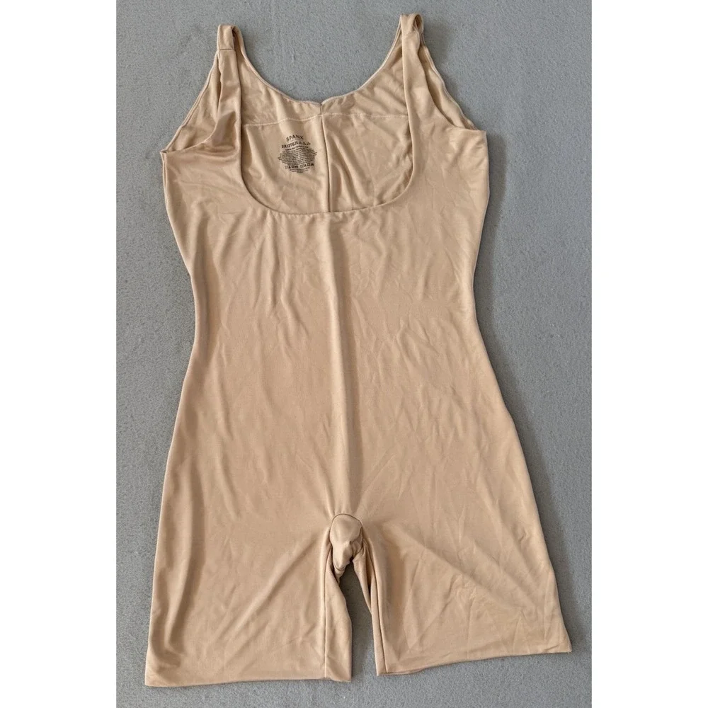 Spanx Thinstincts Open Bust Mid Thigh Bodysuit Shapewear Nude size 2X